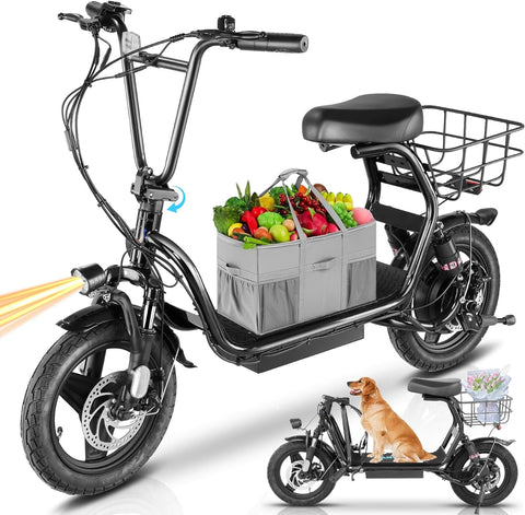 Caroma Peak 870W Electric Scooters for Adults, 14" Fat Tire, 500Wh Battery, 25 Miles Range, 21MPH Top Speed, Foldable Electric Scooter for Commuting