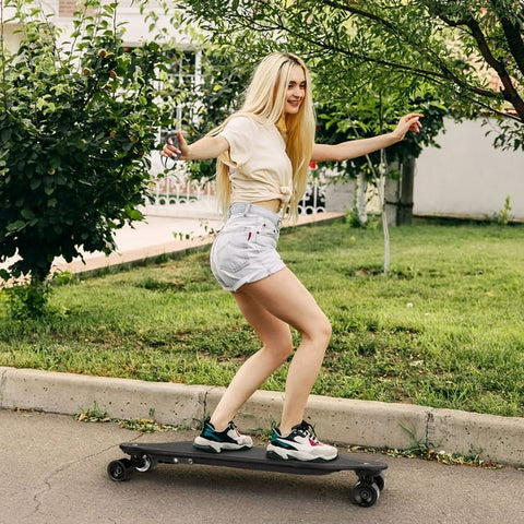 Caroma 35'' Electric Skateboards, 12.4 Mph, Unisex Adults Longboard with Remote, 350W Hub-Motor