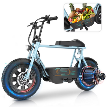 SANOPY Electric Scooters with Seat,Peak 819W,20Mph and 25Miles,16" All-Terrain Fat Tire,Motorcycle Style Ebike for Adults with Basket,UL2272