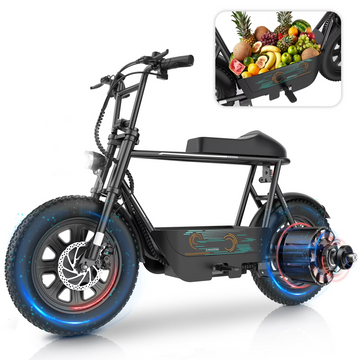 SANOPY Electric Scooters with Seat,Peak 1200W,20Mph and 30Miles,16" All-Terrain Fat Tire,Motorcycle Style Ebike for Adults with Basket,UL2272