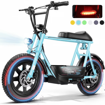 Caroma Peak 819W Electric Scooters with Seat,25Miles Max Range,20mph Top Speed,16" Fat Tire,Ebike for Adluts with Basket,UL2272