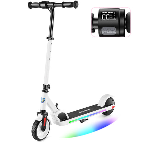 Caroma 180W Electric Scooter | 3 Speeds and Height Adjustable | Max Load 132lbs | LED Visible Display for Kids Ages 6-14,Ideal Gifts for Kids