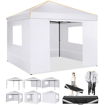 COBIZI 10x10 Pop Up Canopy Tent, Instant Canopy with-Push Center Lock, Air Vent, Removable Sidewalls and Reflective Strips, Outdoor Tent for Party, Camping, Beach, Market,Grey