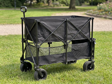 Winice Collapsible Wagon Cart Foldable, 360lbs Heavy Duty Garden Wagon with All-Terrain Wheels, Portable Beach Camping Shopping Garden Cart, Black