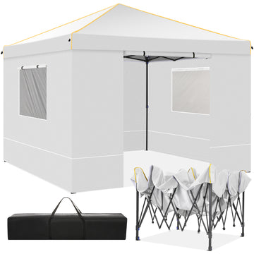 COBIZI 10X10 Pop Up Canopy Tent for Party EZ Outdoor Canopy Portable Commercial Instant Canopy Shelter Tent Waterproof Gazebo Heavy Duty Canopy with 4 Sidewalls Carry Bag,White