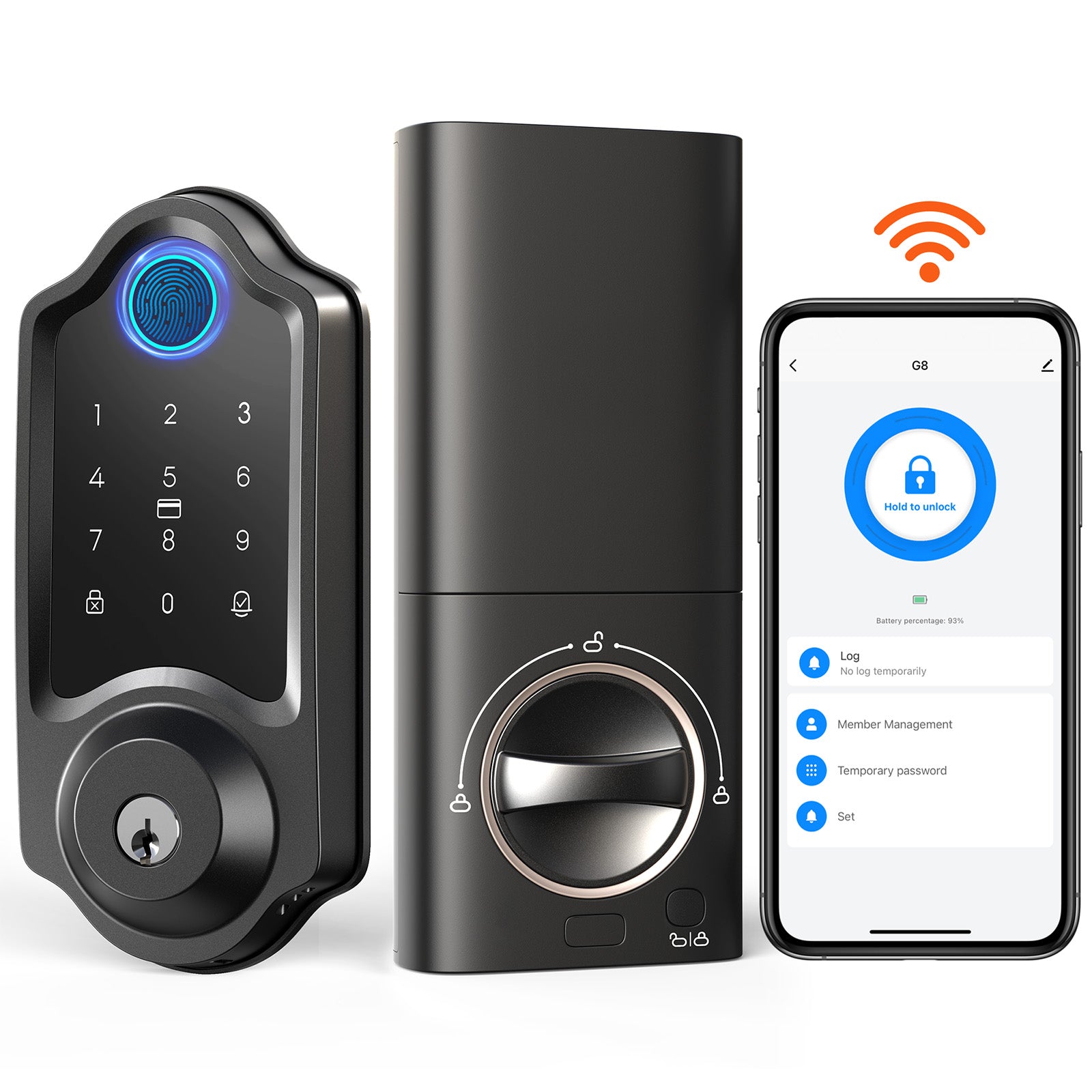 COBIZI Smart Lock, Fingerprint Door Lock with Keypad, Smart Locks for Front Door, Easy Install, Built-in WiFi Deadbolt, App Remote Control, Touchscreen Keypad
