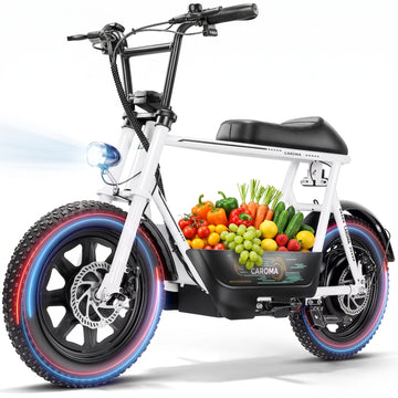 Caroma 750W Adults Electric Scooter with Seat,Max 20 MPH & 30 Miles Range,48V 10.4Ah Battery,E-Scooter for Adults with Basket,White,UL2272 Certified