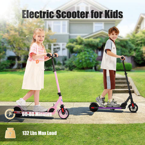 Caroma 180W Electric Scooter | 3 Speeds and Height Adjustable | Max Load 132lbs | LED Visible Display for Kids Ages 6-14,Ideal Gifts for Kids