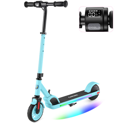 Caroma 180W Electric Scooter | 3 Speeds and Height Adjustable | Max Load 132lbs | LED Visible Display for Kids Ages 6-14,Ideal Gifts for Kids