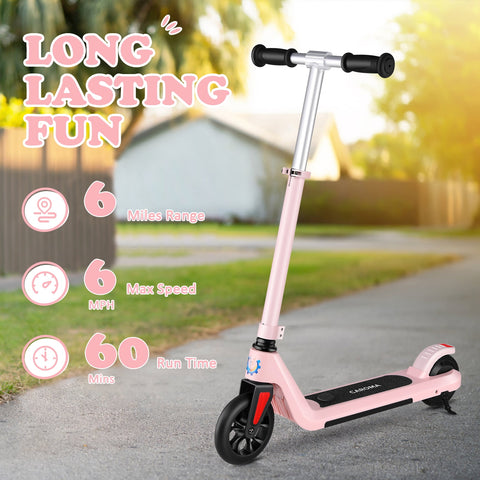 Caroma Kids Electric Scooter, 6+ Boys and Girls Safe Kick Scooter, Adjustable Speed and Handlebar