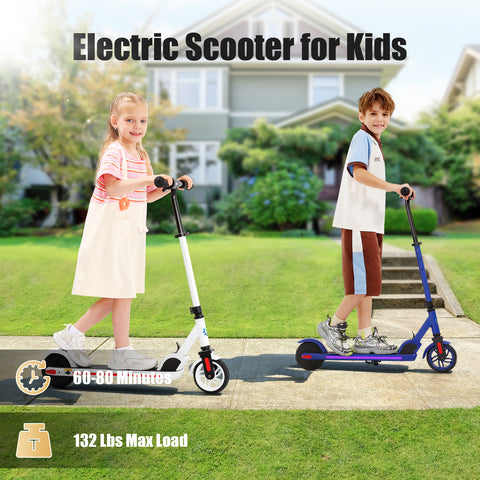 Caroma 180W Electric Scooter | 3 Speeds and Height Adjustable | Max Load 132lbs | LED Visible Display for Kids Ages 6-14,Ideal Gifts for Kids