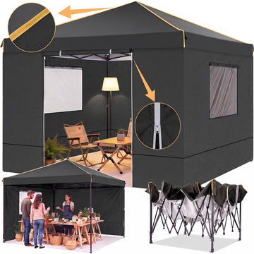 COBIZI 10x10 Pop up Canopy with Sidewalls Waterproof Outdoor Canopy Gazebo Anti-UV Instant Foldable Canopy Tent for Party with Carry Bag,White