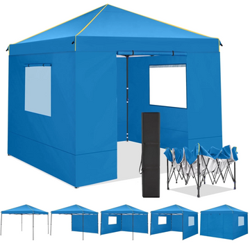 COBIZI 10X10 Pop Up Canopy Tent for Party EZ Outdoor Canopy Portable Commercial Instant Canopy Shelter Tent Waterproof Gazebo Heavy Duty Canopy with 4 Sidewalls Carry Bag,Blue