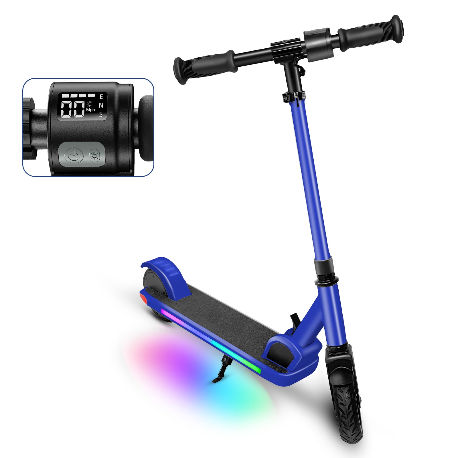 COBIZI Electric Scooter for Kids age 8+,150W Motor,Max 7 Mile & Top 10Mph,3 Speeds and Height Adjustable,LED Visible Display,Ideal Gifts for Kids,Dark Blue