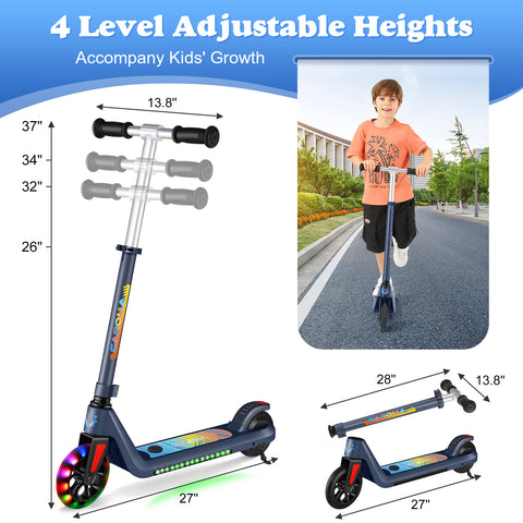 Caroma Electric Scooter , 120W Motor, 10 mph, 80 mins Ride Time, Adjustable Speed & Height, Colorful Lights, LED Display,Ideal Gifts for Kids Ages 6-14