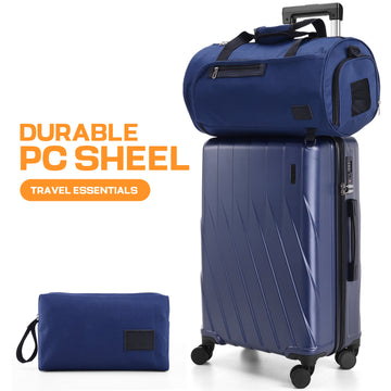 COBIZI 3 Piece Carry-on Luggage Set-Durable PC Hardshell Suitcase with Backpack&Toiletry Bag,TSA Security Lock,360°Wheels for Business Travel Vacation,Dark Blue