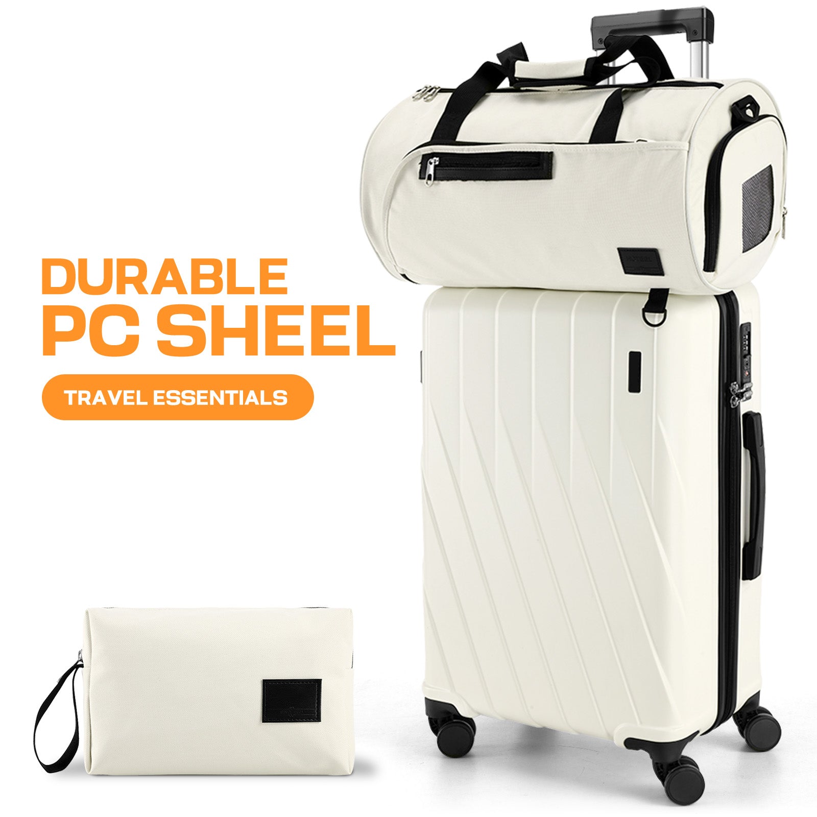 COBIZI 3-Piece Carry on Luggage Sets Hardside ABS+PC 20'' Suitcase wit