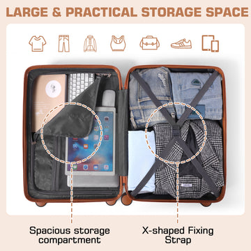 SANOPY 3-Piece Lightweight Hardshell Luggage Set with TSA Lock， 20