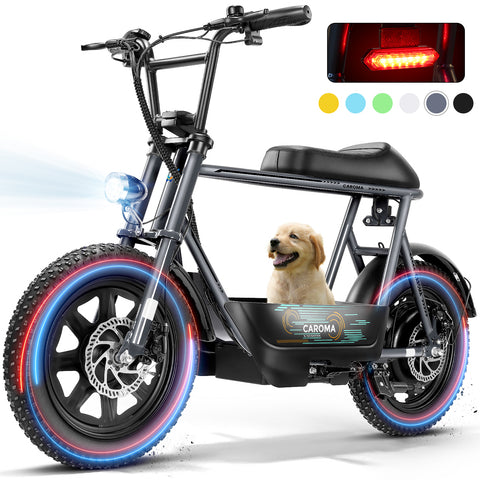 350W Electric Scooters with Seat for Adults, 20mph Top Speed, 15 Miles Max Range , Rugged 16" Air-Filled Tires, Commuting Electric Motorcycle with Large Capacity Basket