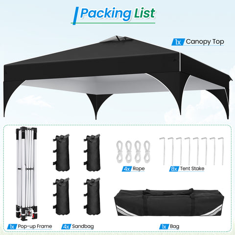 COBIZI Canopy Tent 10x10 Pop up Canopy Outdoor Shade with Sidewalls 1-Person Setup Beach Tent UPF 50+ Waterproof Canopy for Outside Sun Shelter Party Event Commercial with Air Vent Sandbags,Black