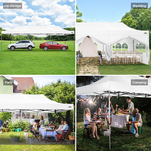 COBIZI 10'x30' Pop-Up-Überdachung, Partyzelt, Outdoor-Event-Sofortpavillon, wasserdichtes, kommerzielles, robustes Vordach für Veranstaltungen mit 8 Seitenwänden und 4 Sandsäcken, Tragetasche mit Rollen, Blau 