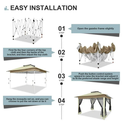 COBIZI 12'x12' Pop-up Gazebo Patio Gazebo Outdoor Gazebo Canopy with Mosquito Netting Patio Tent