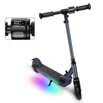 COBIZI Electric Scooter for Kids Ages 6-8, 120W Motor&Top 10mph, 80 mins Ride Time,Adjustable Speed & Height,Colorful Lights, LED Display,Ideal Gifts for Kids Ages 6-14,Black