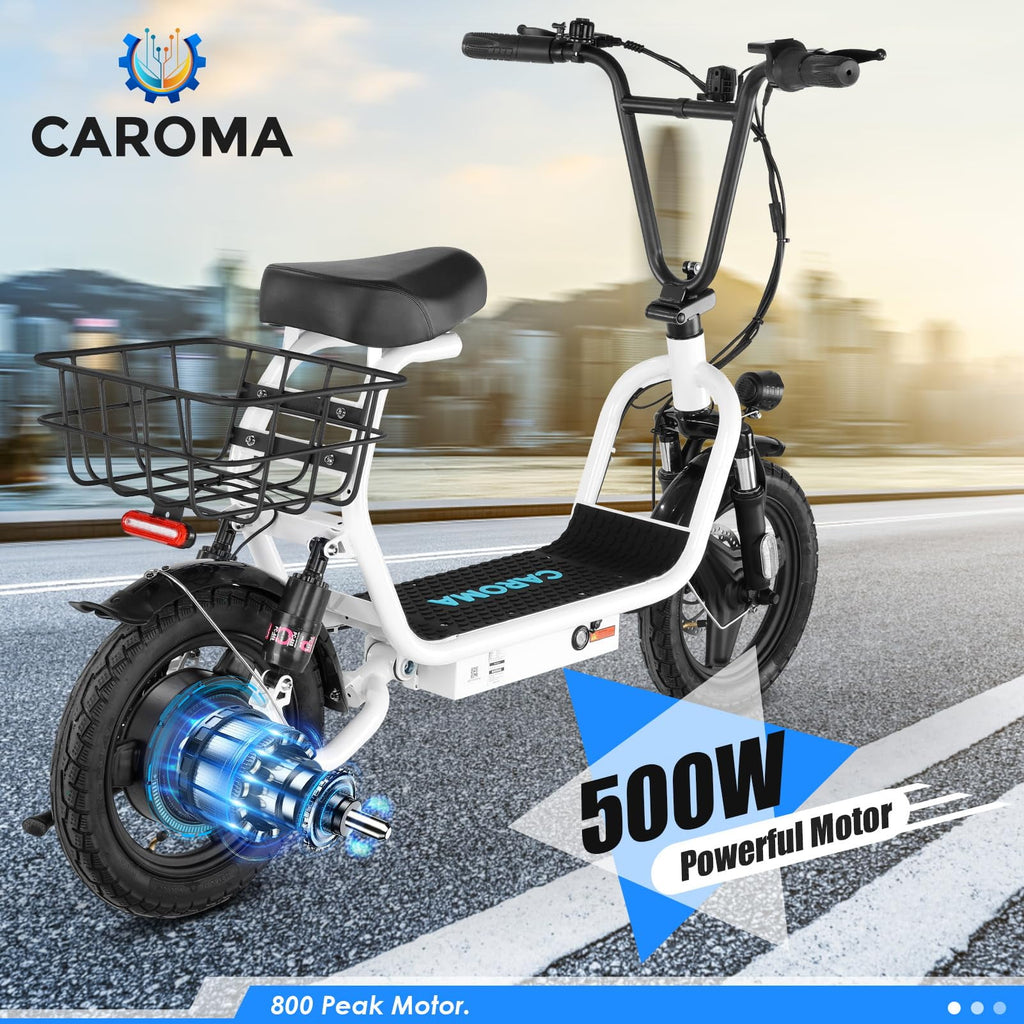 Caroma 500w Electric Scooter With Seat For Adult 20 Mph Bike With Bas