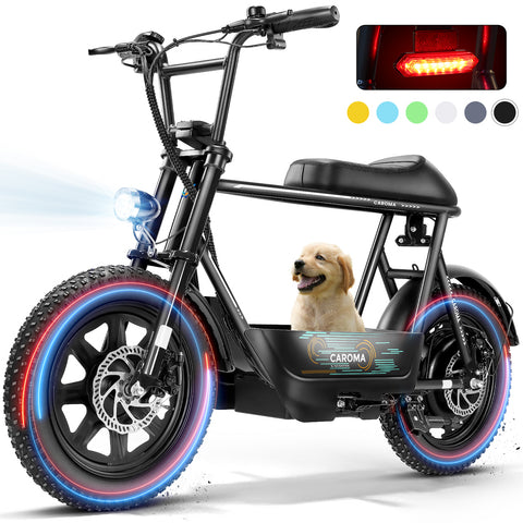 500W Electric Scooters with Seat for Adults, 20mph Top Speed, 25 Miles Max Range , Rugged 16" Air-Filled Tires, Commuting Electric Motorcycle with Large Capacity Basket