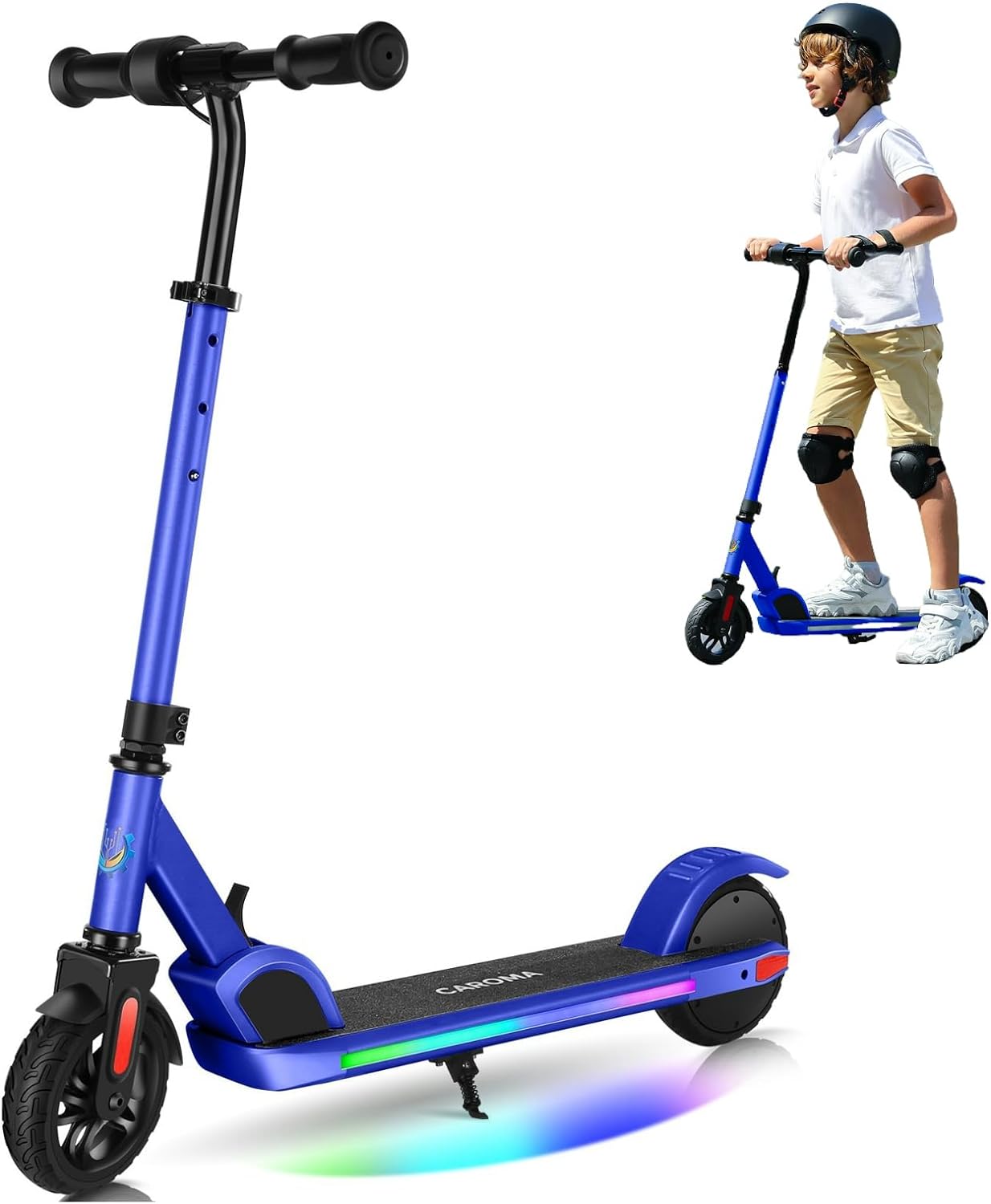 Caroma Kids Electric Scooter, 8+ Boys and Girls Safe Kick Scooter, Adjustable Speed and Handlebar