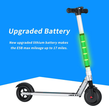Caroma Lightweight Commuter Electric Scooter, 15.5 Mph & 20 Miles Range, 250W Motor Foldable Kick Scooters for Adult, White