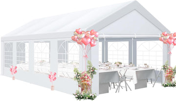 COBIZI 13x26ft Heavy Duty Outdoor Party Tent Large Canopy Tent with Removable Sidewalls, White Event Shelter, Windproof Upgraded, Ideal for Catering, Weddings, BBQs, and Events, White