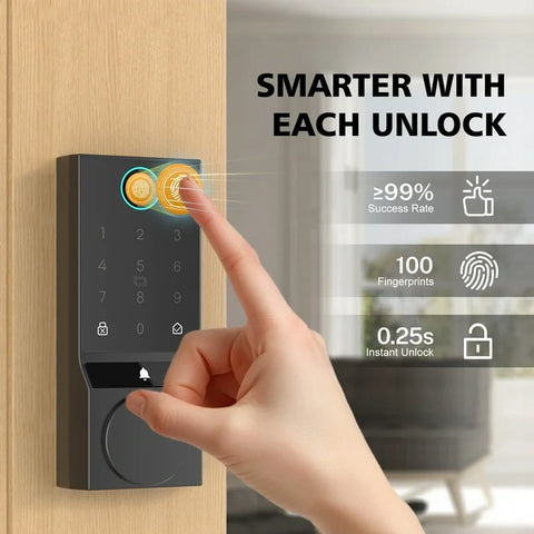COBIZI Smart Lock, Fingerprint Keyless Entry Door Lock with App Control, Bluetooth Smart Deadbolt Lock, App Remote Control, Auto-Lock, Easy Installation, IP54 Waterproof, Black