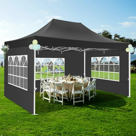 COBIZI 10x15 Pop up Canopy Tent Heavy Duty with 4 Sidewalls Tents for Parties Outdoor Canopy Event Tent Wedding with Roller Bag,Upgraded UV 50+ , Thick Hexagonal Legs, black