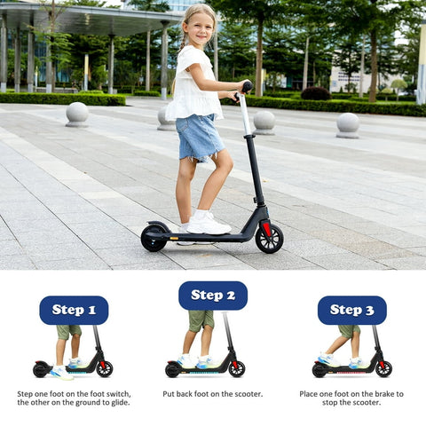 Caroma Kids Electric Scooter, 6+ Boys and Girls Safe Kick Scooter, Adjustable Speed and Handlebar