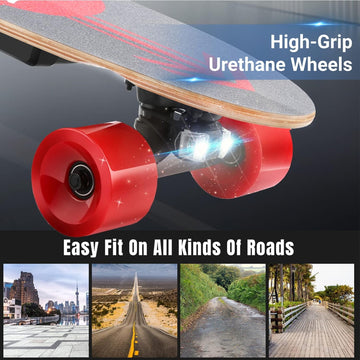 Caroma 350W Electric Skateboards for Adults Teens, 12.4 MPH Top Speed and 8 Miles Max Range Red