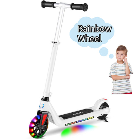 Caroma Kids Electric Scooter, 6+ Boys and Girls Safe Kick Scooter, Adjustable Speed and Handlebar