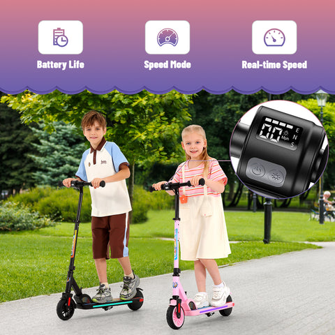 Caroma Kids Electric Scooter, 180W Electric Scooter| Adjustable Speed and Handlebar | Max Load 132lbs | LED Visible Display for Kids Ages 6+,Ideal Gifts for Kids