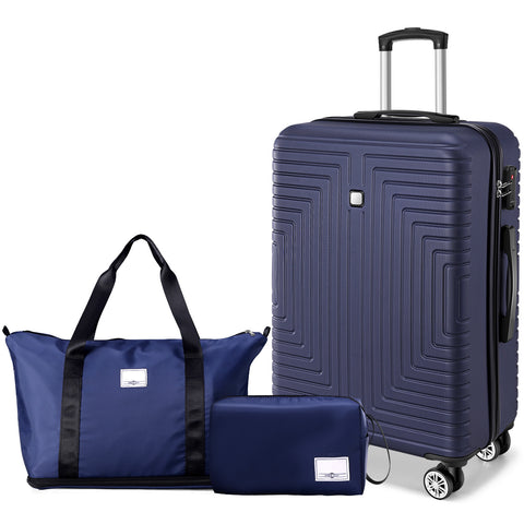 SANOPY 20" Expandable Carry-On Luggage Set, Hardside 3PCS Lightweight Suitcase Set with TSA Lock and Spinner Wheels, Beige