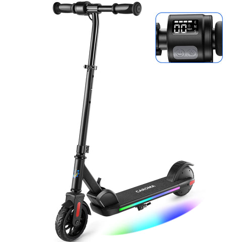 Caroma 180W Electric Scooter | 3 Speeds and Height Adjustable | Max Load 132lbs | LED Visible Display for Kids Ages 6-14,Ideal Gifts for Kids