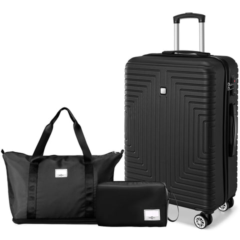 SANOPY 20" Expandable Carry-On Luggage Set, Hardside 3PCS Lightweight Suitcase Set with TSA Lock and Spinner Wheels, Beige