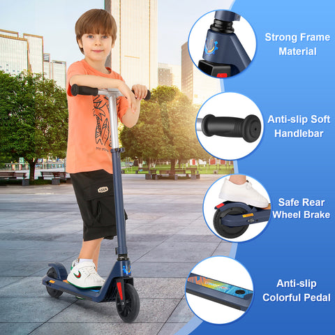 Caroma Electric Scooter , 120W Motor, 10 mph, 80 mins Ride Time, Adjustable Speed & Height, Colorful Lights, LED Display,Ideal Gifts for Kids Ages 6-14