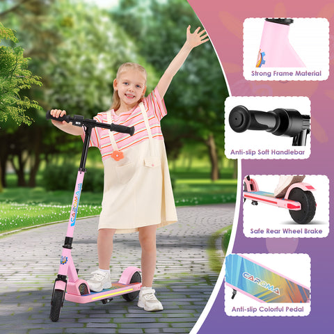 Caroma Kids Electric Scooter, 180W Electric Scooter| Adjustable Speed and Handlebar | Max Load 132lbs | LED Visible Display for Kids Ages 6+,Ideal Gifts for Kids