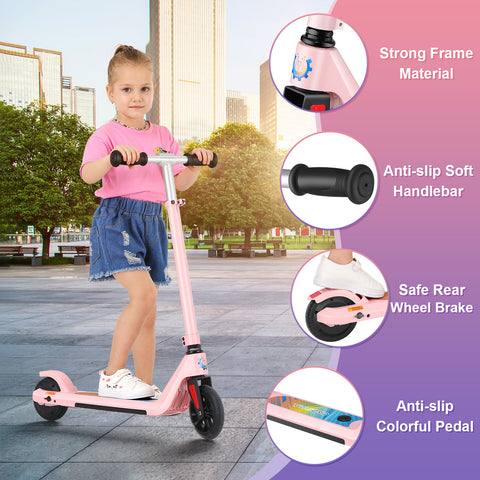 Caroma Electric Scooter for Kids Ages 6-12, Powered E-Scooter with Speeds of 6 MPH, Colorful Rainbow Light, up to 110 lb