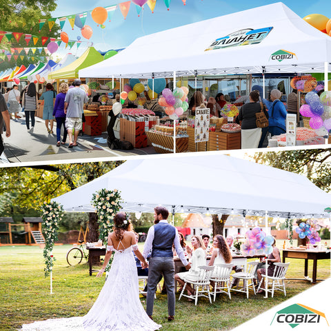 COBIZI 10x30 Pop-up Canopy Outdoor Wedding Party Tent Patio Gazebo Commercial Canopy Tent with Sidewalls Dark Blue