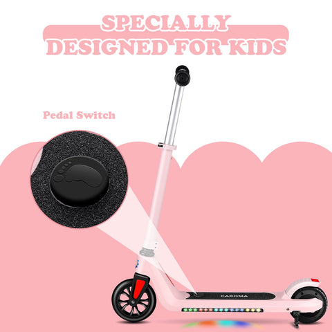 Caroma Kids Electric Scooter, 6+ Boys and Girls Safe Kick Scooter, Adjustable Speed and Handlebar