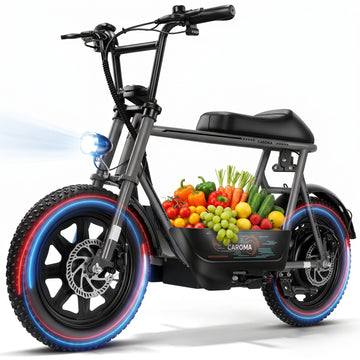 Caroma 500W Adults Electric Scooter with Seat,Max 20 MPH & 25 Miles Range,48V 10.4Ah Battery,E-Scooter for Adults with Basket,Gray,UL2272 Certified