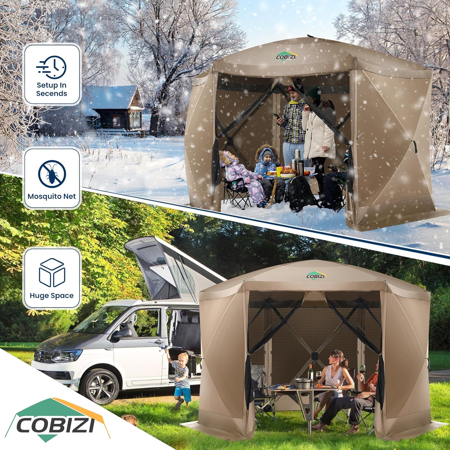 huge pop up tent COBIZI 12x12 Pop Up Gazebo Screen Tent Screen House with sidewalls and