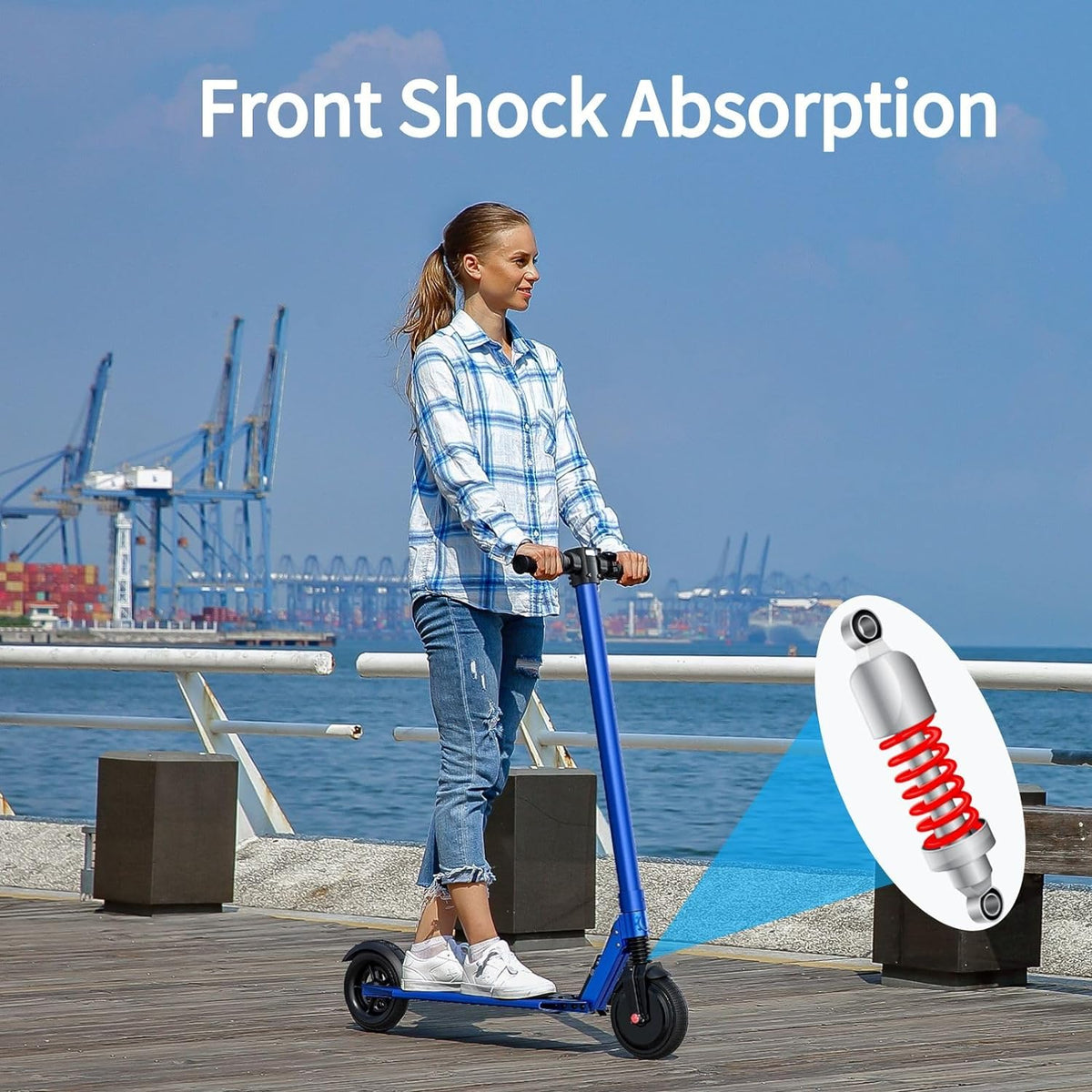 Caroma Lightweight Commuter Electric Scooter, 15.5 Mph & 20 Miles Range, 250W Motor Foldable Kick Scooters for Adult, Blue