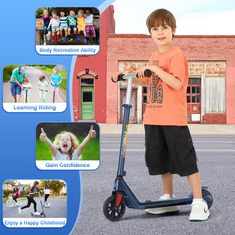 Caroma Electric Scooter , 120W Motor, 10 mph, 80 mins Ride Time, Adjustable Speed & Height, Colorful Lights, LED Display,Ideal Gifts for Kids Ages 6-14